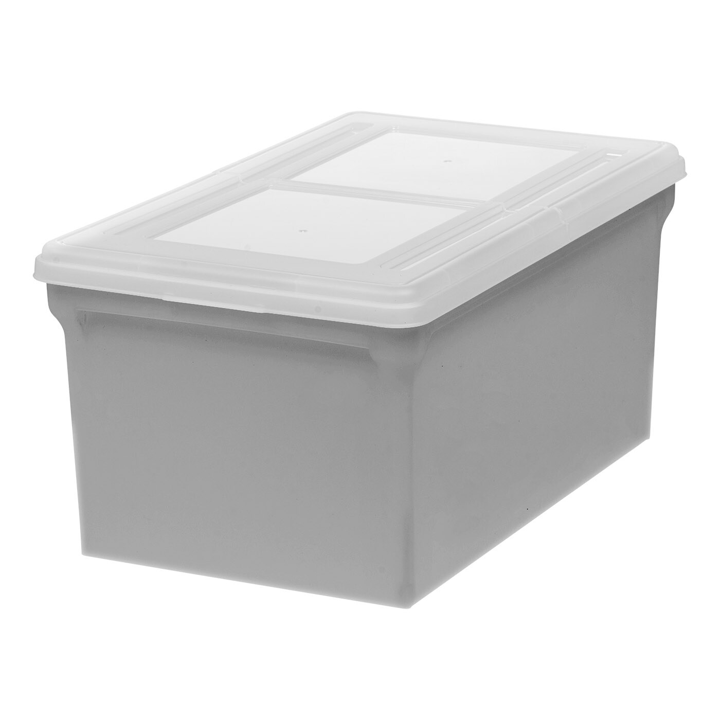 Wing-Lid Latter Size File Organizer Box, Gray with Clear Lid, Pack of 4