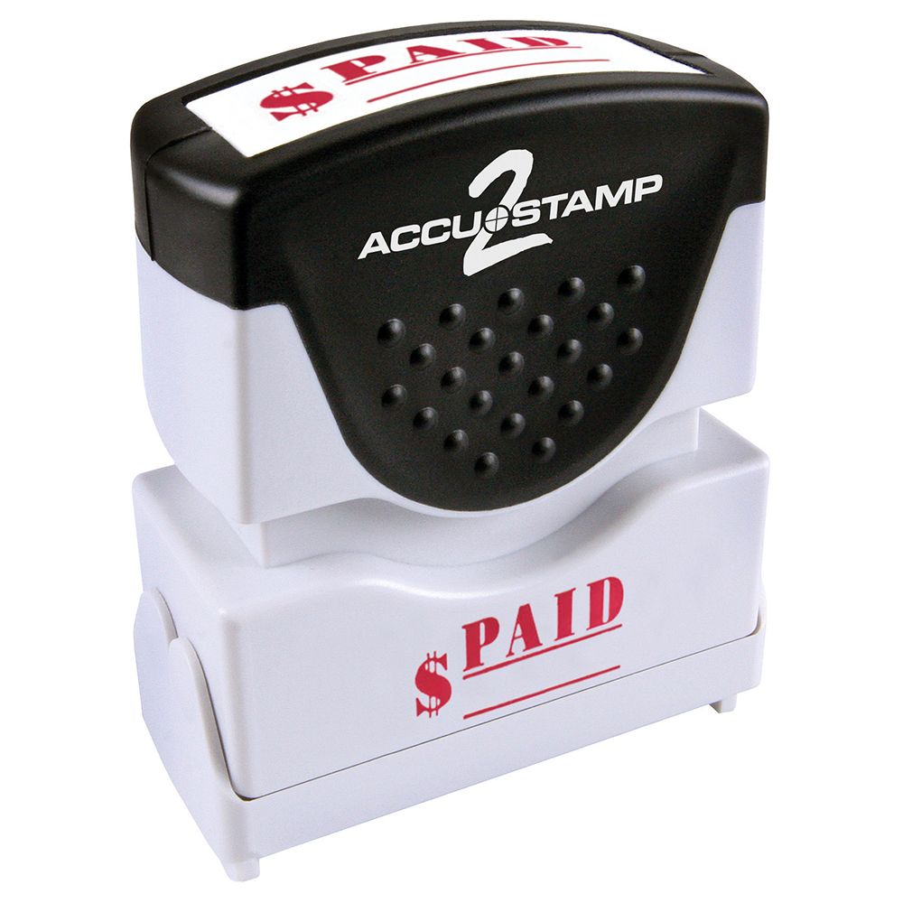 ACCUSTAMP2 Message Stamp, 1-color, Pre-inked, PAID, 1-5/8" x 1/2" impression size, Red Message and Symbol
