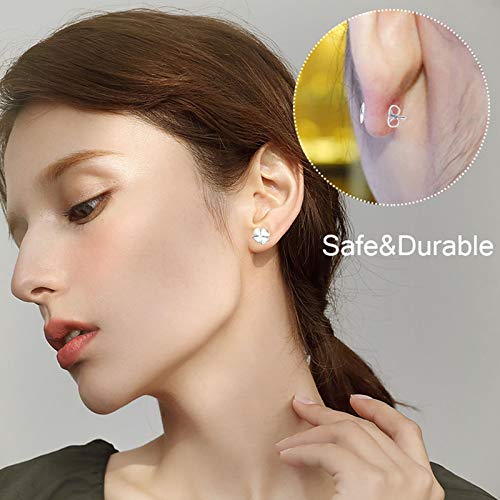 450 Pieces Earring Posts Stainless Steel Flat Pad,Hypoallergenic Stud Earrings with Butterfly and Rubber Bullet Earring Backs for Jewelry DIY Making Findings (Silver) (Silver)