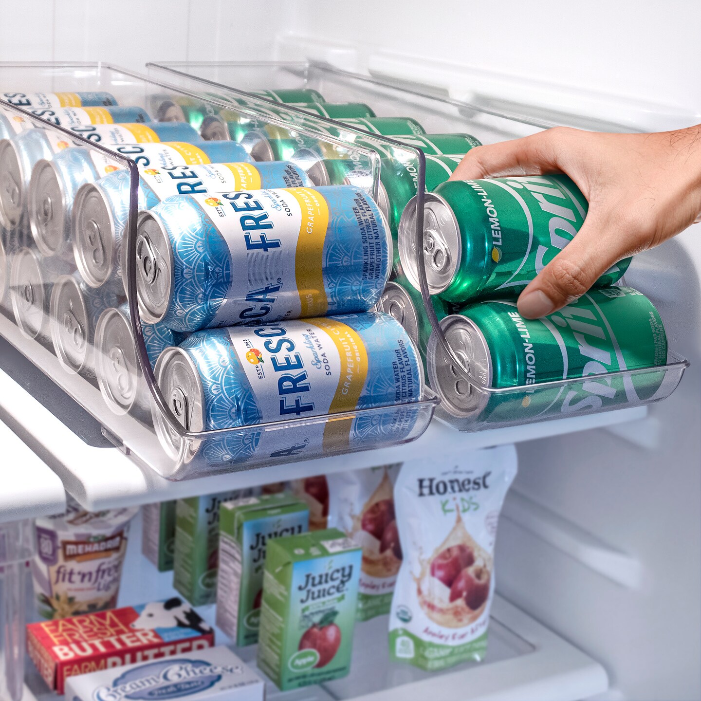Sorbus Can Dispenser for Refrigerator - 12 Can Fridge organizer Rotation System Rack - Clear Soda Can Organizer for Refrigerator, Freezer &#x26; Pantry - Great for Kitchen Organization &#x26; Storage (2-Pack)