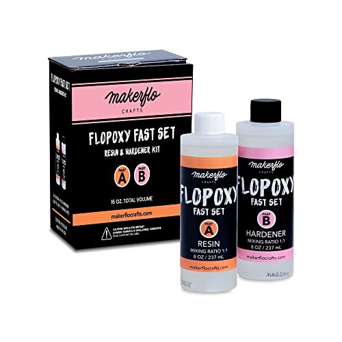 Makerflo Flopoxy Fast Set -Resin and Hardener Epoxy Kit, No Yellowing, No Bubbles Casting Resin Perfect for Jewelry Making Molds Crafts DIY Gifts