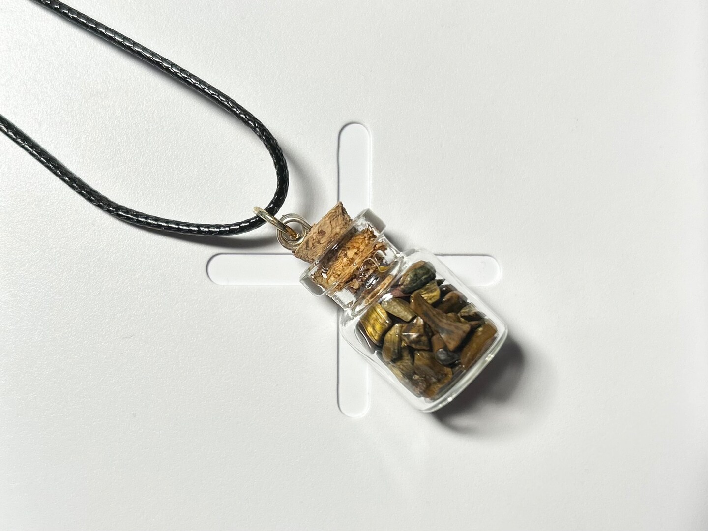 Tiger eye gemstone mini glass vial necklace MakerPlace by Michaels