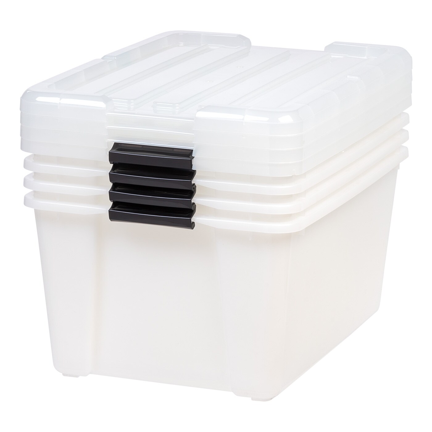 IRIS USA 45 Quart Plastic Storage Container Bin with Latching Lid, Pearl, 4 Pack