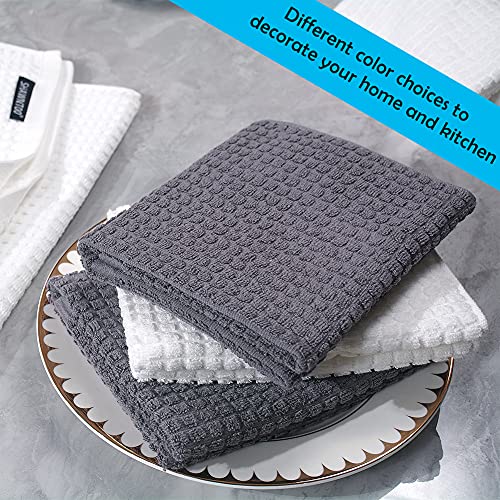 8 Pieces Kitchen Dish Towels ,100% Cotton Dish Cloths, Super Soft,Super Absorbent and Quick Drying Anti Odor,Very Suitable for Kitchen Cooking and Cleaning Kitchenware Washing,Drying Dishes (Gray)
