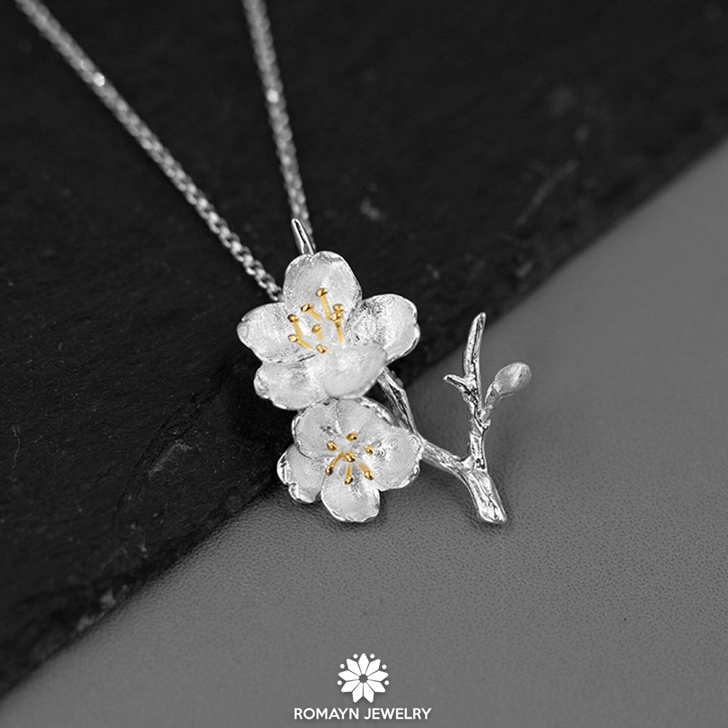 Buy VIVANILLA Cherry Blossom Pendant Necklace for Women and Girls Simple  Shining Zircon Flower Neckchain Jewellery for Best Friends Girlfriend Ideal  Birthday Gift Giving (Gold) at Amazon.in
