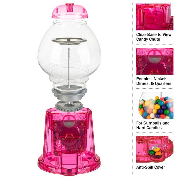 Pink Gumball Machine for Kids Girls Gumball Bank Candy Dispenser for Home, Bar, Carnival Party Candyland Party Favors