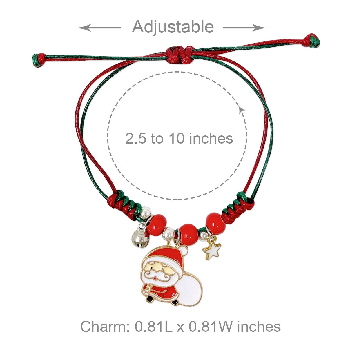 Wrapables Friendship Beaded Enamel Charm Bracelet, Santa