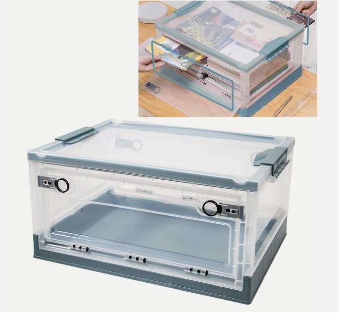 35L Stackable Collapsible Plastic Storage Bin with Lid