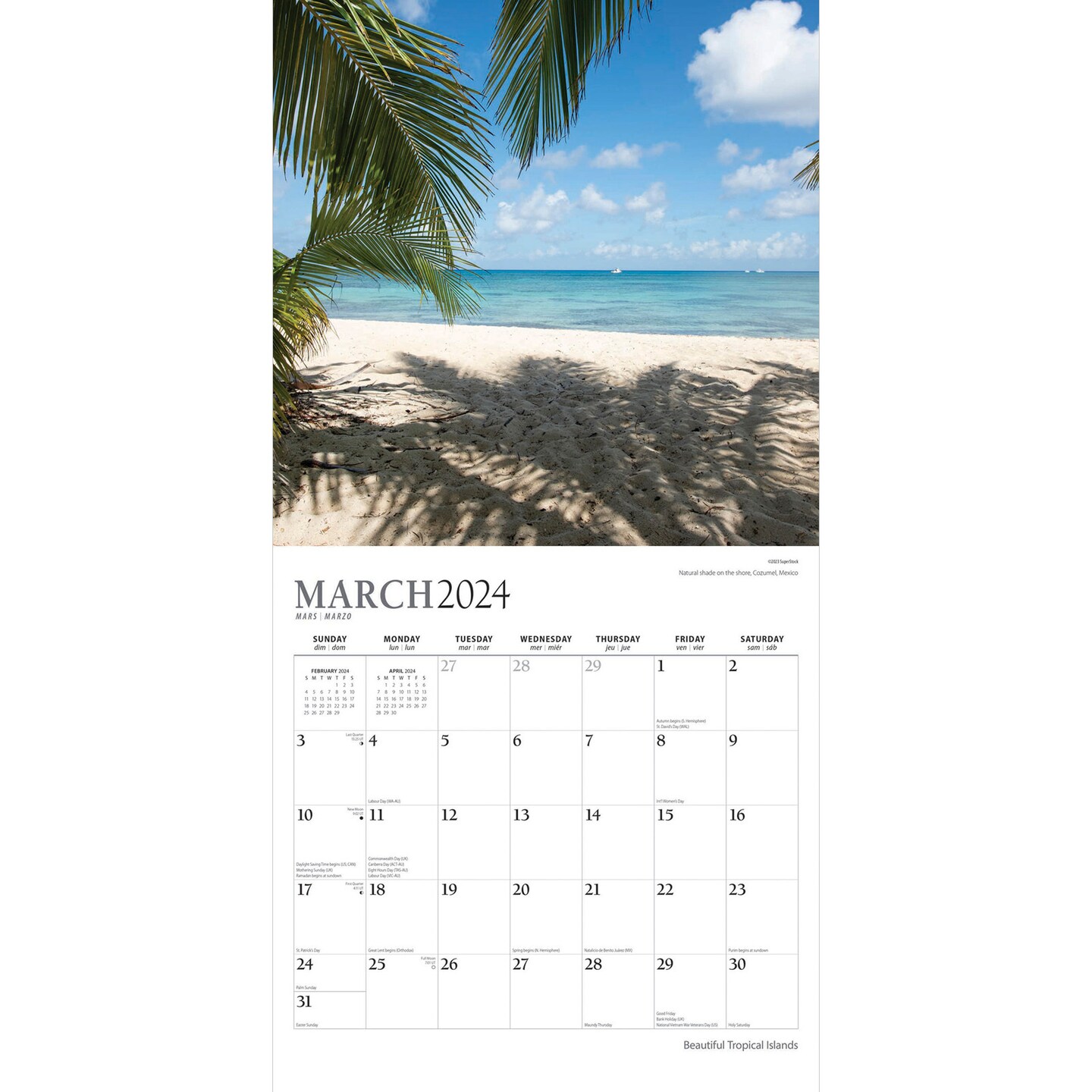 Beautiful Tropical Islands | 2024 12 x 24 Inch Monthly Square Wall Calendar | Sticker Sheet | StarGifts | Scenic Travel Photography