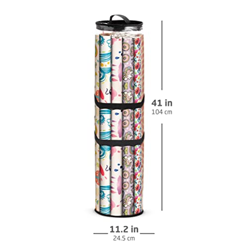 ZOBER Wrapping Paper Storage Containers - 40 Inch Gift Wrapping Organizer Storage - Fits 20 Standard Rolls of Wrapping Paper - Breathable Fabric, Waterproof
