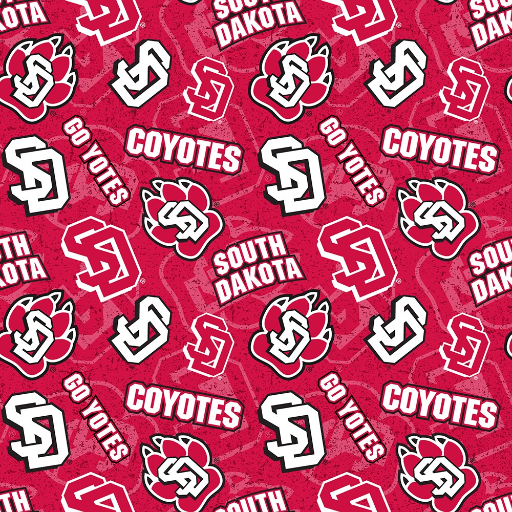 Sykel Enterprises-University of South Dakota Cotton Fabric-South Dakota&#xA0;Coyotes Tone On Tone Cotton Quilting Fabric