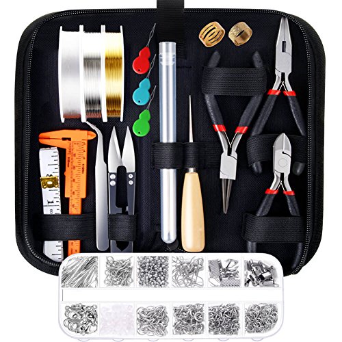 PAXCOO Jewelry Making Supplies Kit with Jewelry Tools, Jewelry Wires and Jewelry Findings for Jewelry Repair and Beading