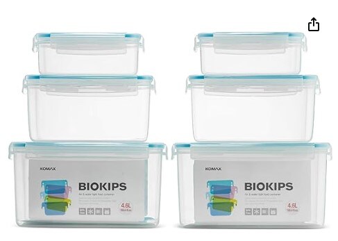 Airtight Food Storage Containers with Lids by Biokips | Set of 6 Kitchen Pantry Organisation and Storage Containers | BPA-free Sugar, Flour, and Dry Food Containers