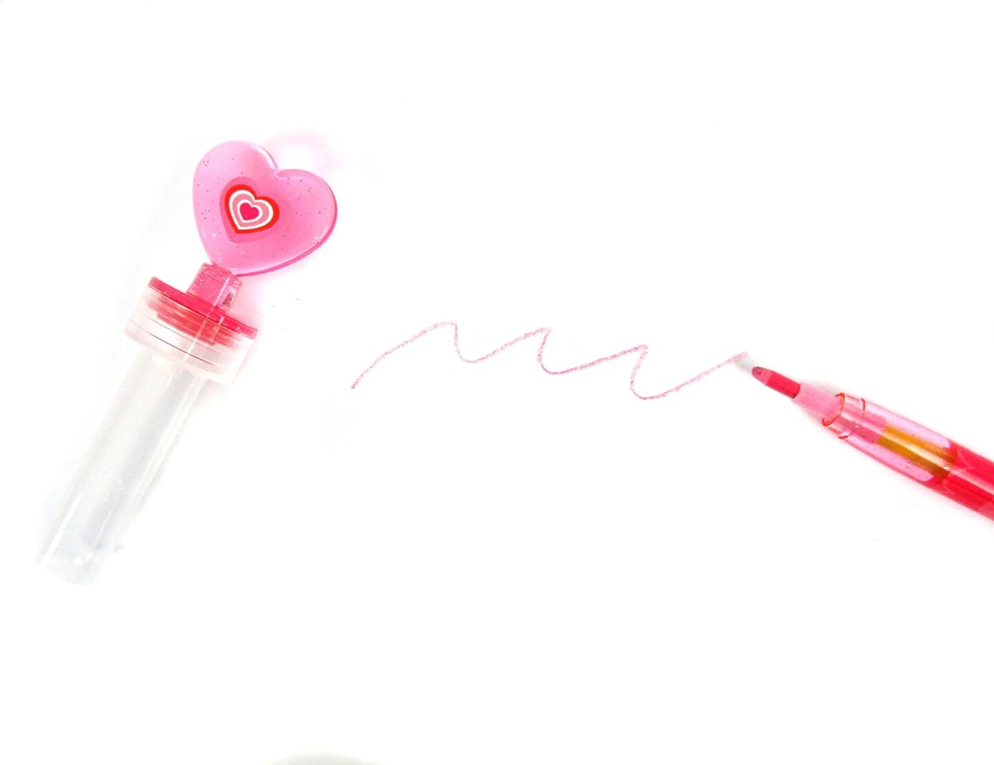 TINYMILLS 24 Pcs Valentine's Day 2 in 1 Stackable Stacking Crayon with Extra Stamper Topper, Valentine's Day Party Favors, Goodie Bag Stuffers, Valentine's Day Classroom Exchange