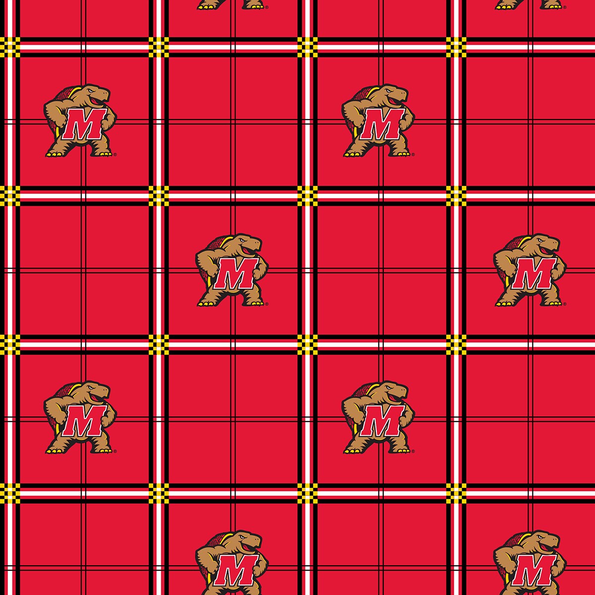 Sykel Enterprises-University of Maryland Flannel Fabric-Maryland Terps Plaid Cotton Flannel Fabric