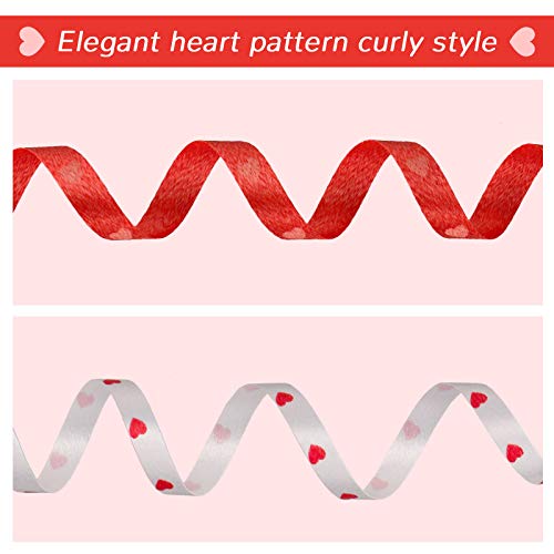 Whaline 400 Yard Valentines Curling Ribbon Printed Heart Ribbon for Gift Wrapping Balloon String Valentines Day Decorations Birthday Party Supplies, Crafts DIY, Flower, Home Decorations 5mm
