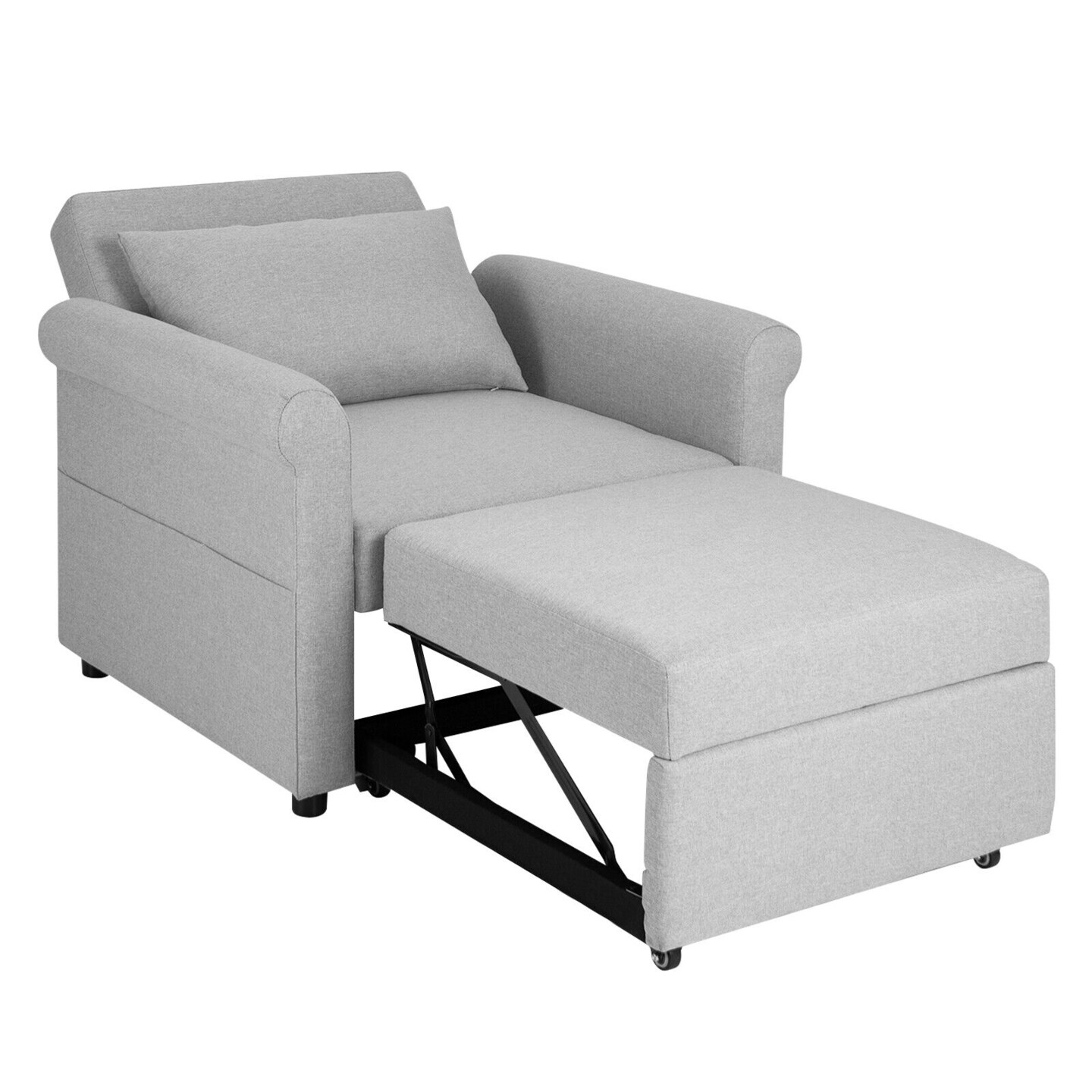 3-in-1 Pull-out Convertible Adjustable Reclining Sofa Bed-Grey