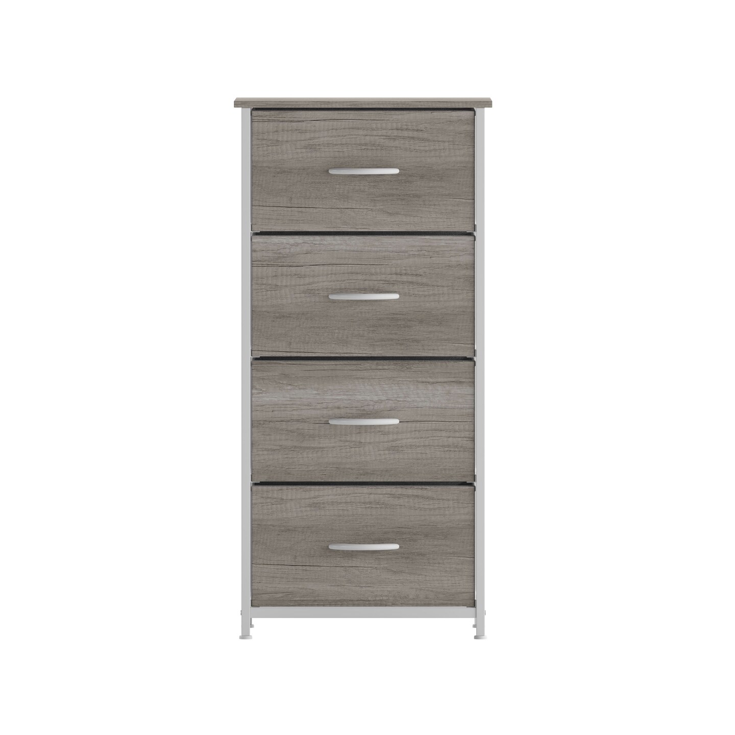 Emma and Oliver Marley 4 Drawer Storage Dresser with Cast Iron Frame, Wood Top and Easy Pull Engineered Wood Drawers with Wooden Handles