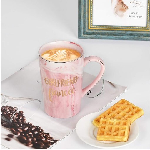 Couple Coffee Mugs Boyfriend and Girlfriend Mug Set Gifts for the Fiance and Fiancee Mugs for Him and Her Set Valentine&#x27;s Day Gifts Wedding Engagement Anniversary 14 oz. Newlyweds Marble Mugs