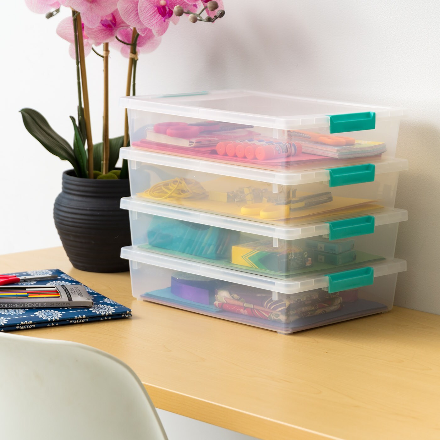 Teal Stacking Pencil Box by Simply Tidy™