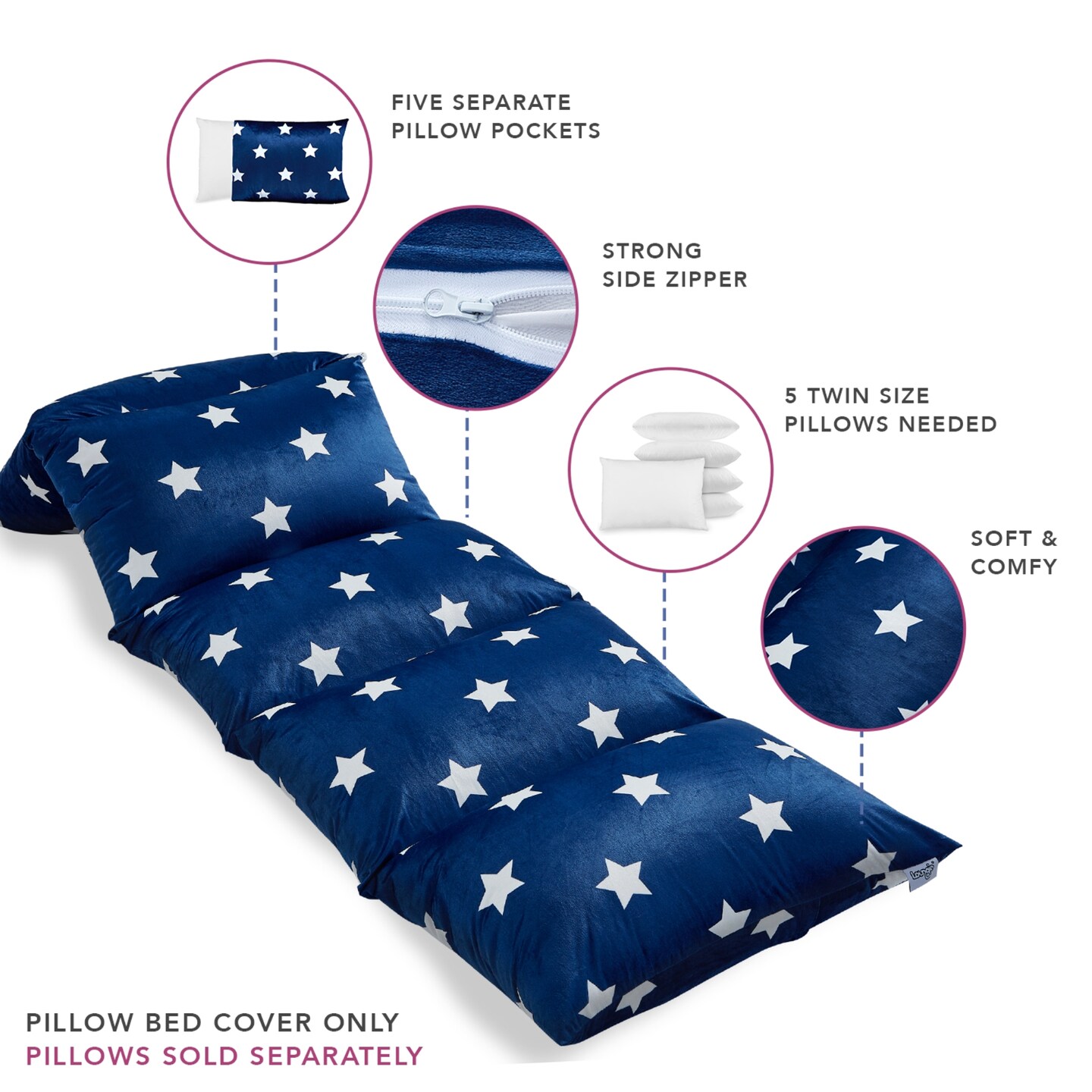 Floor Pillow Bed Cover 88&#x22;x26&#x22;