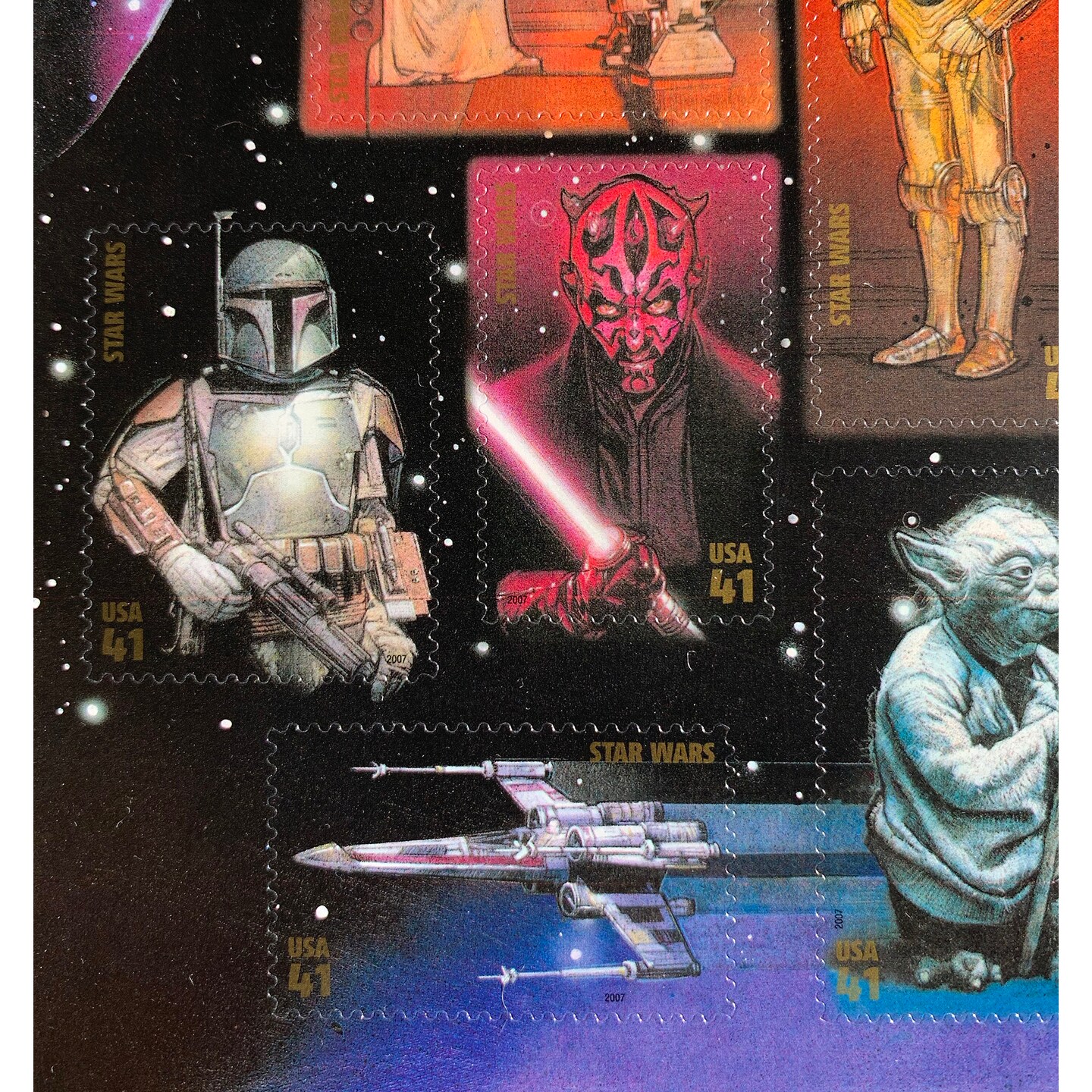 Star Wars U.S. Stamp Sheet in 16x14 Wood Frame