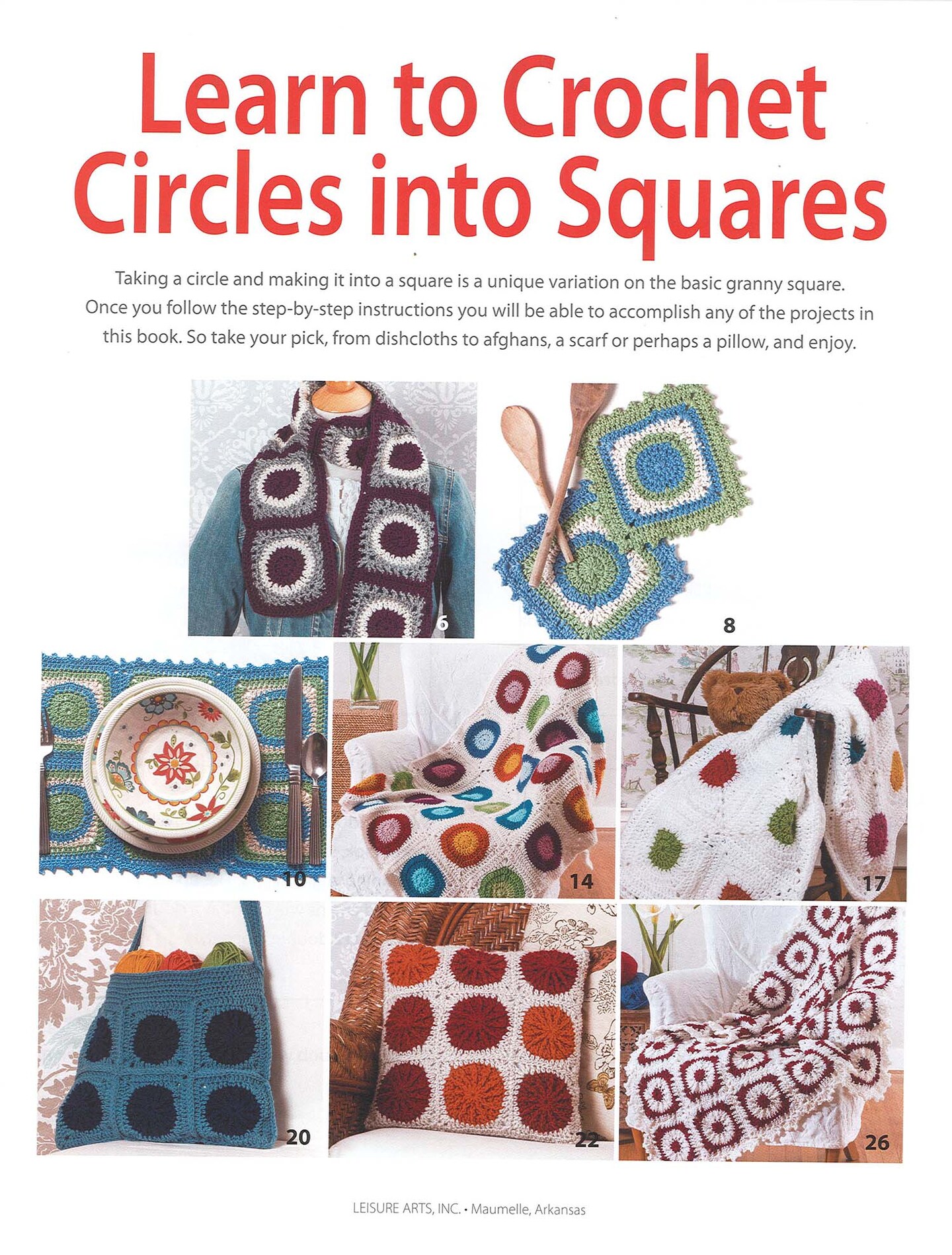 Leisure Arts Learn Crochet Circles Into Squares Crochet Book
