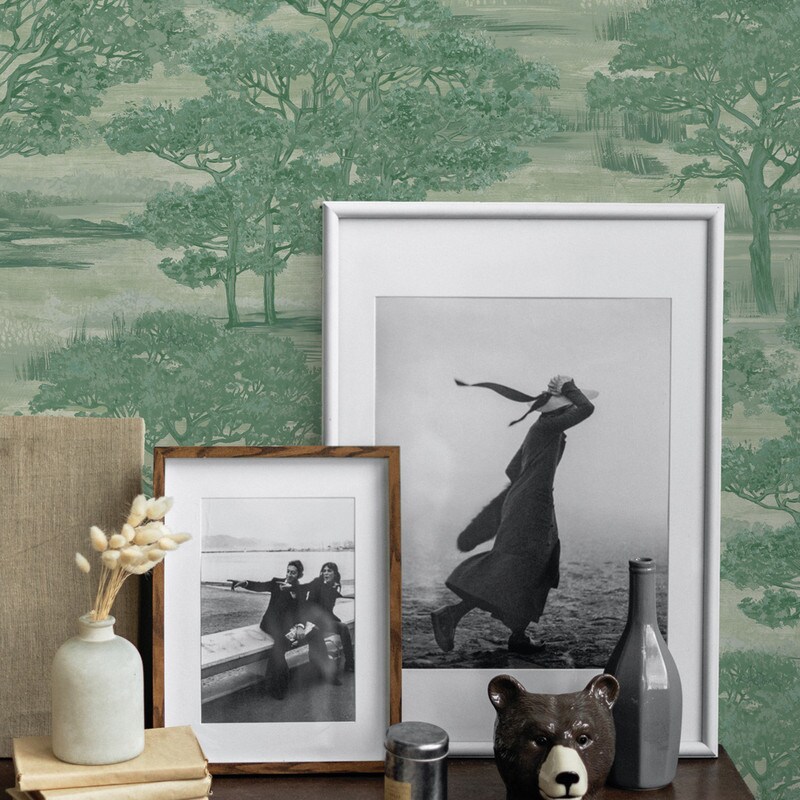 Tempaper Forest Toile Peel and Stick Wallpaper Evergreen