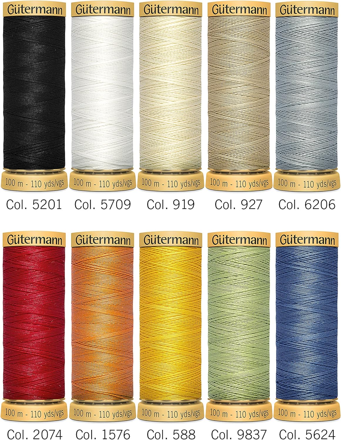 Gutermann - 10 Spools 50wt Spring Colors 100% Cotton Thread