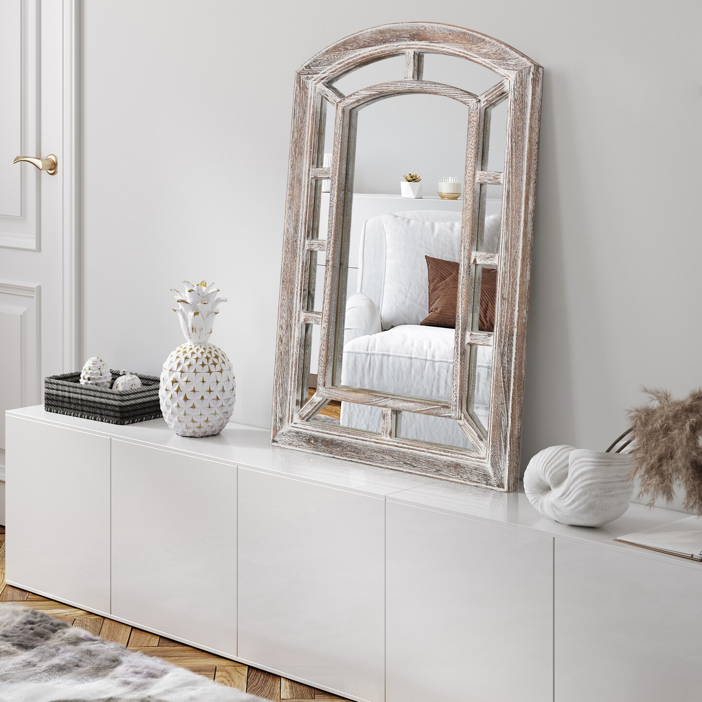 Americanflat Mirror in Natural Sycamore - Irregular Wall Mirror for Bathroom, Living Room, Entryway Hall, and Decorative Mirror for Bedroom