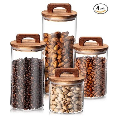 Kitchen Jars with Wood Lids 01