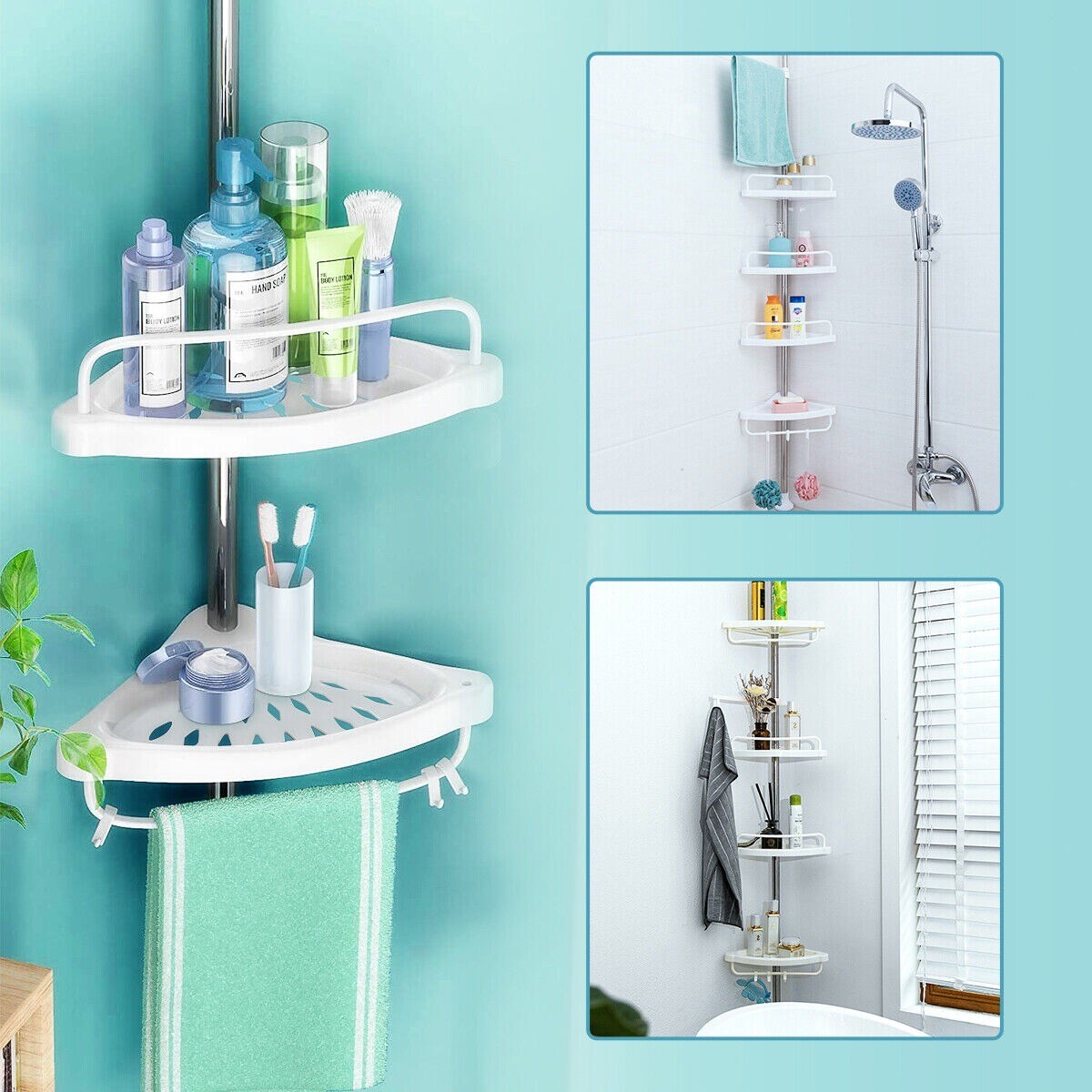 Corner Bath Caddy Shower Storage Rack Wall Shelf Organizer