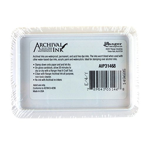 Archival Ink Pad, Jet Black &#x2013; Permanent, Waterproof, Acid-Free, Non-Toxic &#x2013; Won&#x2019;t Bleed or Smudge &#x2013; Provides Vivid and Crisp Stamping Results &#x2013; Air Dry on Matte and Heat Set on Glossy Surfaces