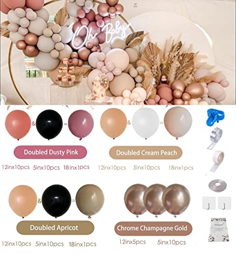 141 Pieces Balloon Arch Garland Kit,Blush Nude Apricot Party Balloons Decoration Set for Retro Boho Wedding Baby Shower Bridal Engagement Anniversary Graduation Birthday Decorations