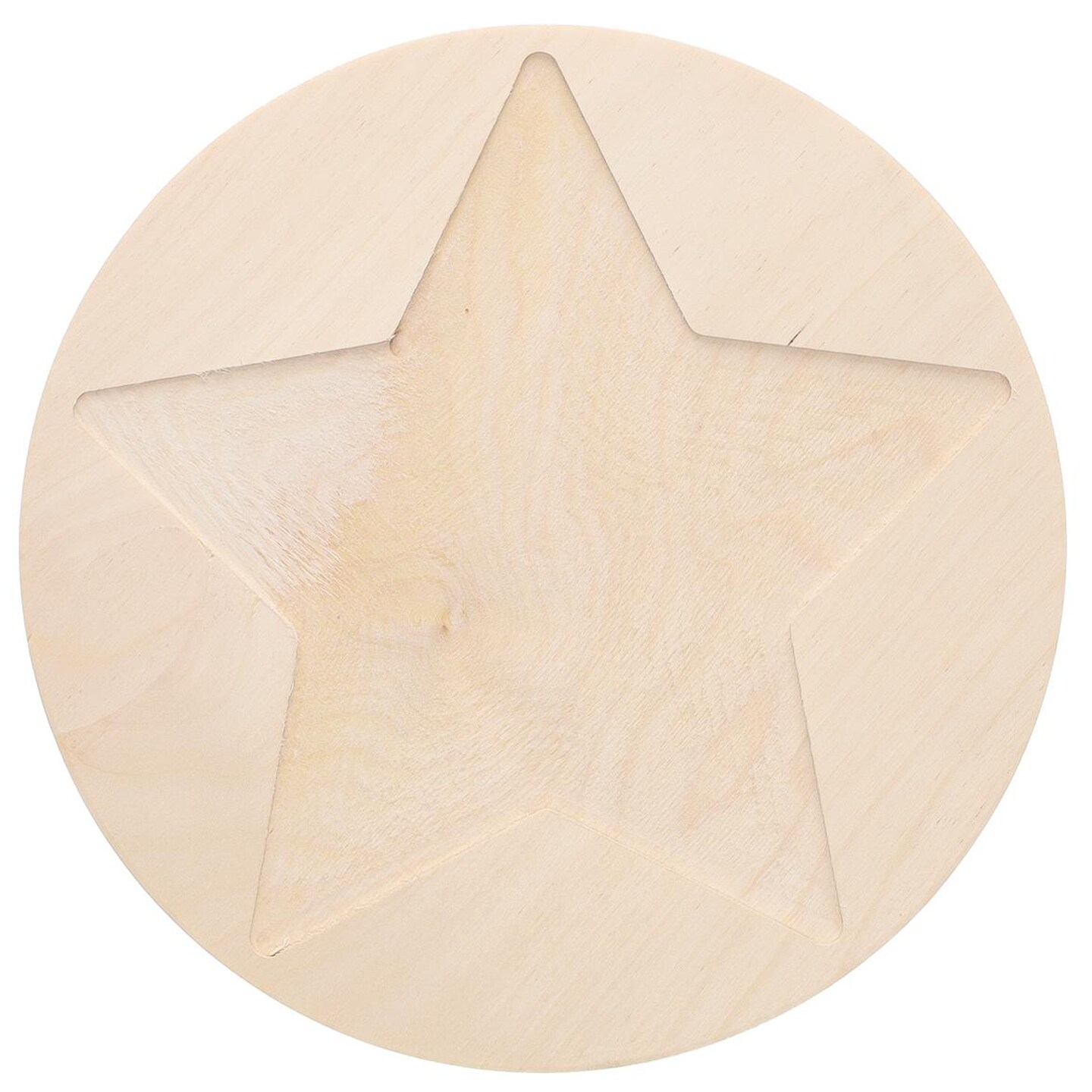 Leisure Art Welled Wood Surface, Circle With Star Shaped, 10" X 10", For Wooden Trays, Crafts And Decorations, Welled Center For Resin Design Or Paint - Decoupage, Engraving, Wood Burning
