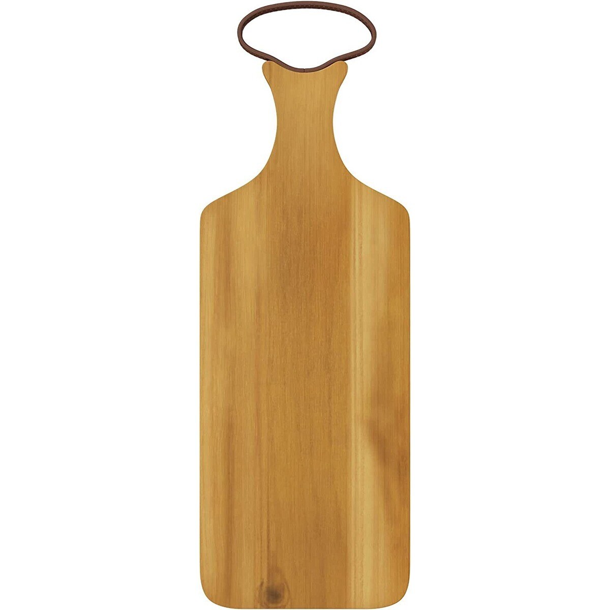Natural Wood Cutting Board with Leather Handle