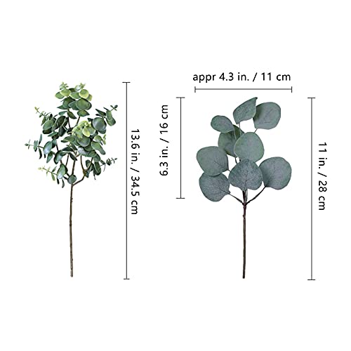 10 Pcs Mixed Eucalyptus Leaves Stems Bulk Artificial Silver Dollar Picks Faux Branches for Vase Bouquets Floral Arrangement Wreath Farmhouse Rustic Greenery Decor
