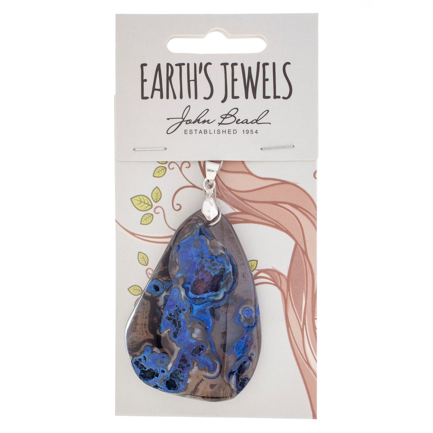 Earth&#x27;s Jewel 50mm Blue Semi-Precious Agate Pendant