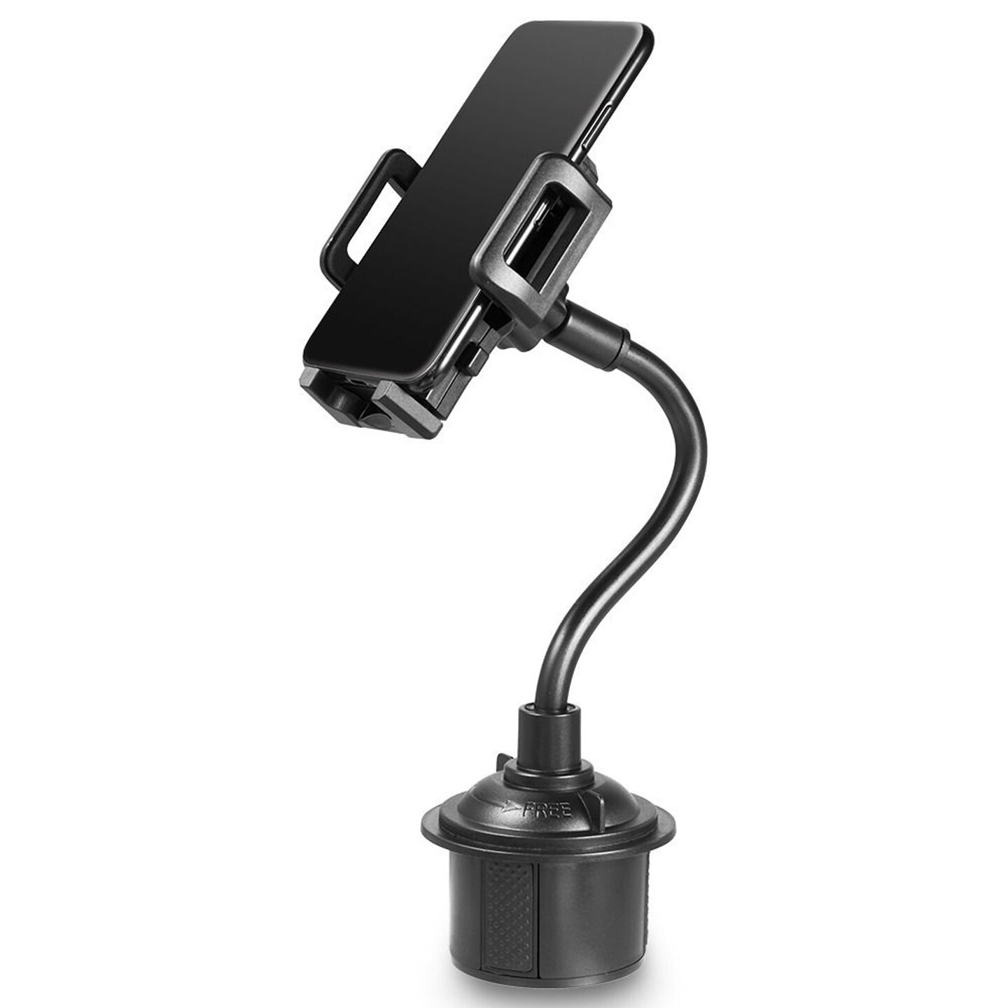 Insten Cup Holder Cell Phone Car Mount Holder with Long Adjustable Arm and 360 Degree Rotatable Cradle with Release Button for iPhone 11 / 11 Pro / 11 Pro Max X XS Max XR Samsung S10 S10e Plus, Black