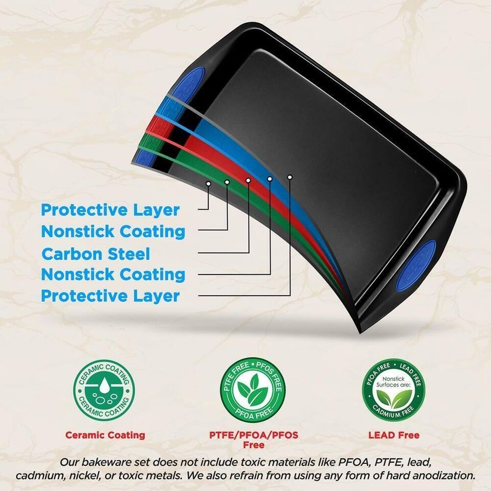 15 Pcs Kitchen Oven Baking Pans Deluxe Nonstick Gray Coating Inside