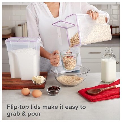 2-Pack (22.8 Cup) Airtight Flip-Top Lid BPA-Free Cereal Dispenser Storage Containers, Plastic Containers for Cereal, Rice, Snack, Dry Food, and Pantry Organisation