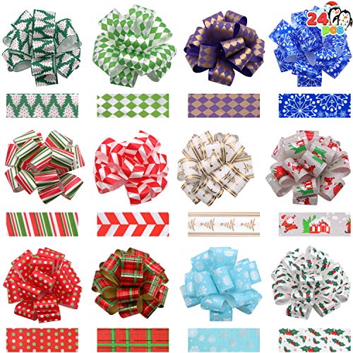 JOYIN 24 Christmas Gift Wrap Ribbon Pull Bows 5, Easy and Fast Gift  Wrapping Accessory for Christmas Bows Baskets Wine Bottles Gifts  Decoration, Gift Wrapping, Present Decor