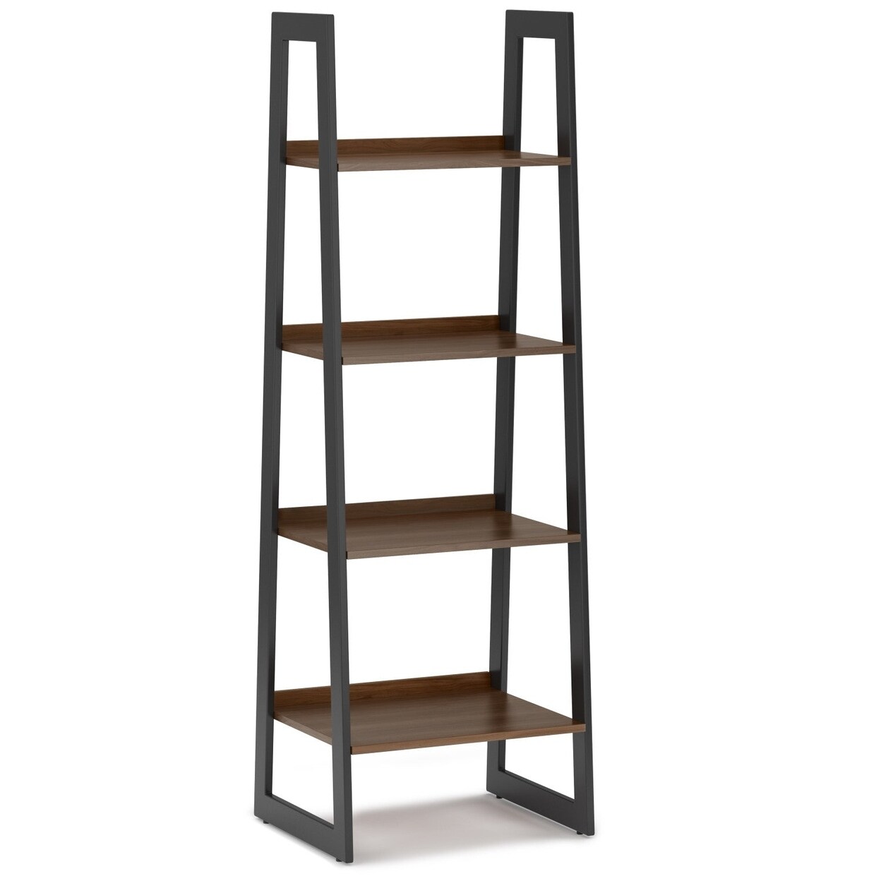 Simpli Home Sawhorse Solid Wood 72" X 24" Modern Ladder Shelf With 4 Shelves