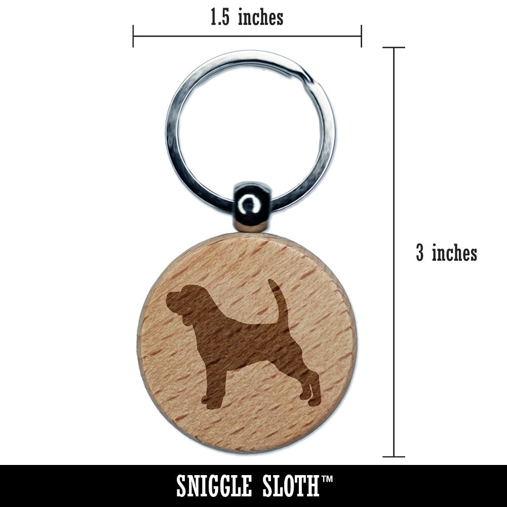 Beagle Dog Solid Engraved Wood Round Keychain Tag Charm