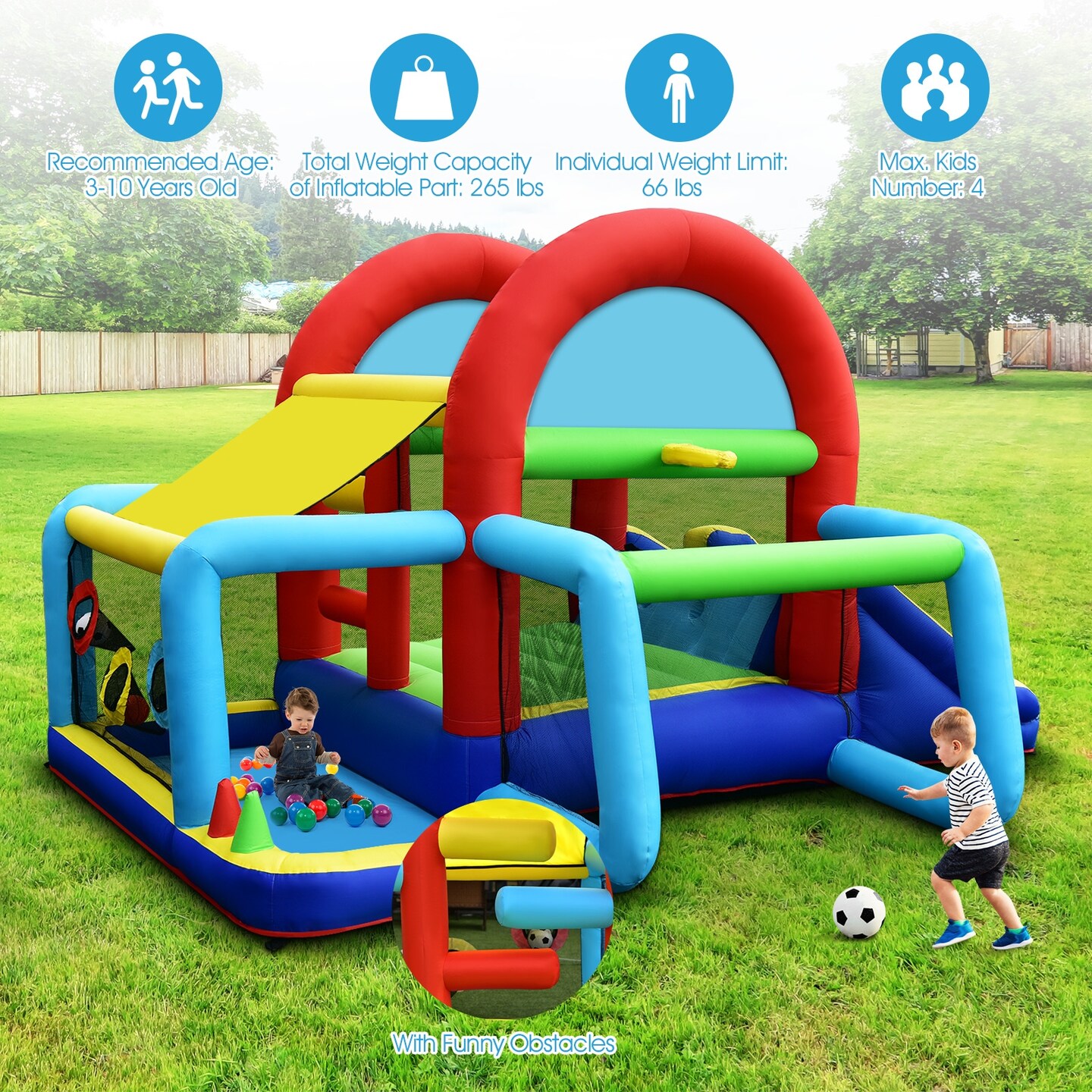 Inflatable Jumping Castle Bounce House with Dual Slides