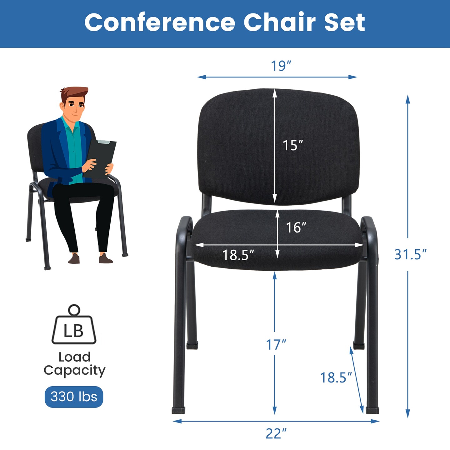 Costway Office Guest Chair Stackable Reception Chair Waiting Conference Room