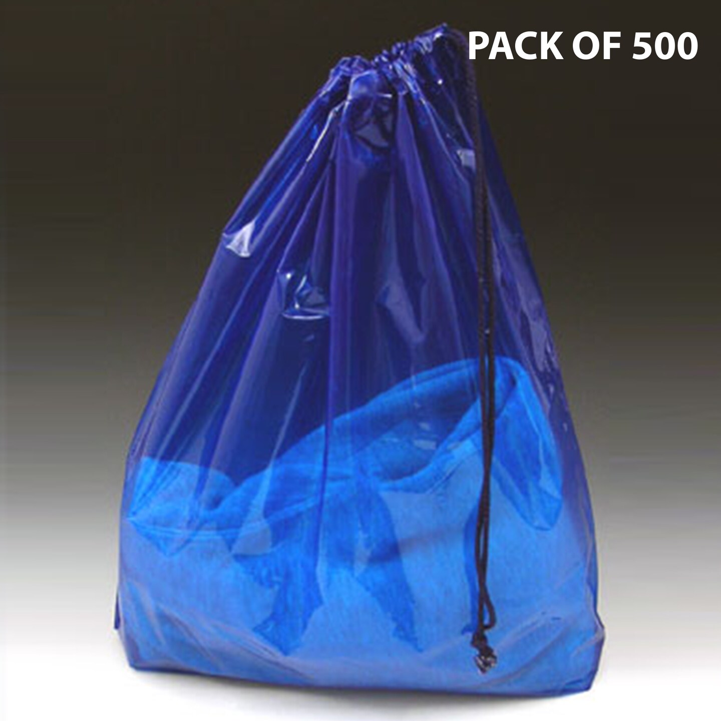 Poly Bag with Single Drawstring + 4" Bottom Gusset - Clear (2 mil) With 18" x 19-1/2" Size