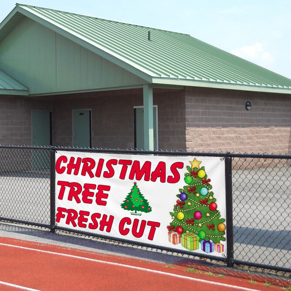 Vinyl Banner Multiple Sizes Christmas Tree Fresh Cut.
