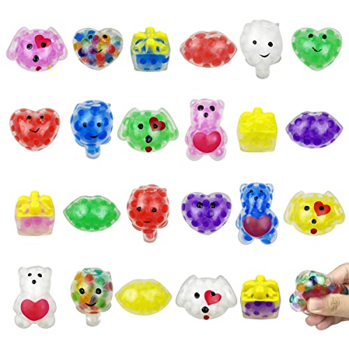 Anditoy 24 PCS Valentines Day Mini Stress Balls Squishies Stress Relief Toys for Kids School Class Classroom Valentines Day Cards Gifts Prizes Party Favors