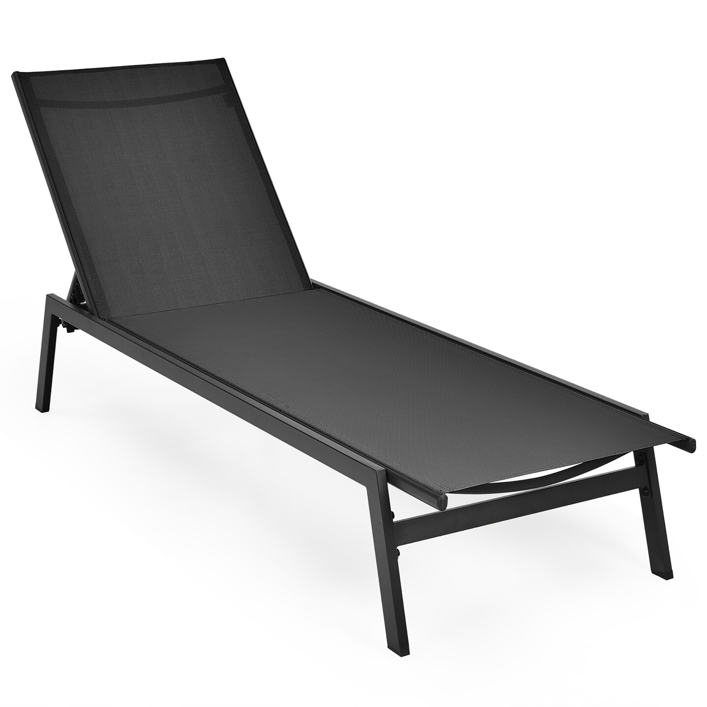 Costway Patio Lounge Chair Chaise Recliner Back Adjustable Garden Deck Brown\Black